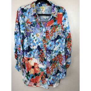 Fig And Flower‎ Bright Floral Button Up Size M
